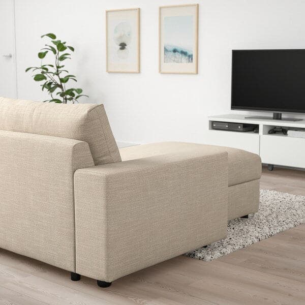 Ikea VIMLE - Chaise-longue, with wide armrests/Hillared beige ,