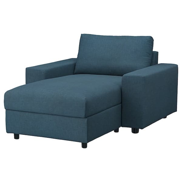Ikea VIMLE - Chaise-longue, with wide armrests/Hillared dark blue ,