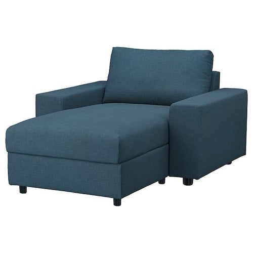 VIMLE - Chaise-longue, with wide armrests/Hillared dark blue ,