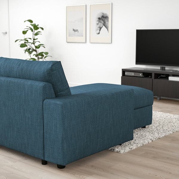 Ikea VIMLE - Chaise-longue, with wide armrests/Hillared dark blue ,