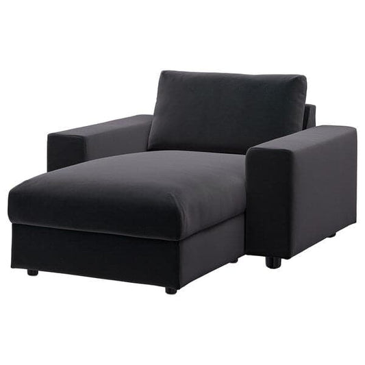 Ikea VIMLE - Chaise-longue, Djuparp/dark grey with wide armrests ,