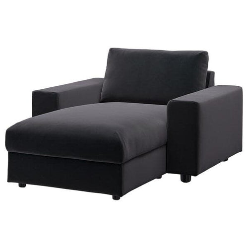 VIMLE - Chaise-longue, Djuparp/dark grey with wide armrests ,