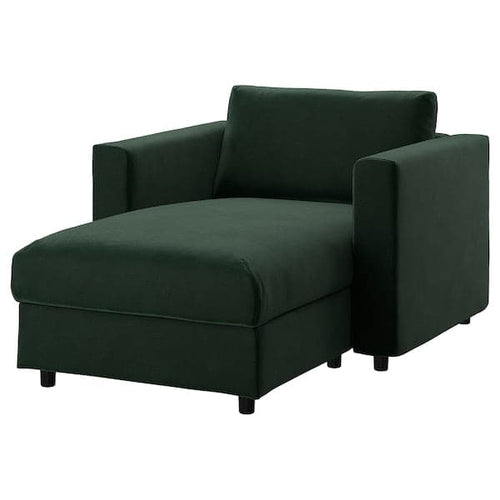 VIMLE chaise longue, Djuparp dark green, 81x6x164 cm