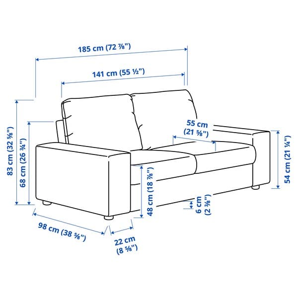 VIMLE - 2-seater sofa with wide armrests/Lejde grey/black , - best price from Maltashopper.com 19432805