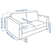 VIMLE - 2-seater sofa, Lejde grey/black , - best price from Maltashopper.com 39434403