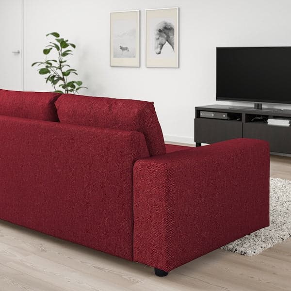 VIMLE - 3-seater sofa with wide armrests/Lejde red/brown , - best price from Maltashopper.com 19432810