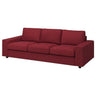 VIMLE 3-seat sofa, with wide armrests/Lejde red/brown, 255 cm