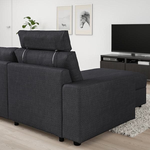 VIMLE - 3-seater sofa with chaise-longue, wide armrests with headrest/Hillared anthracite , - best price from Maltashopper.com 59432771
