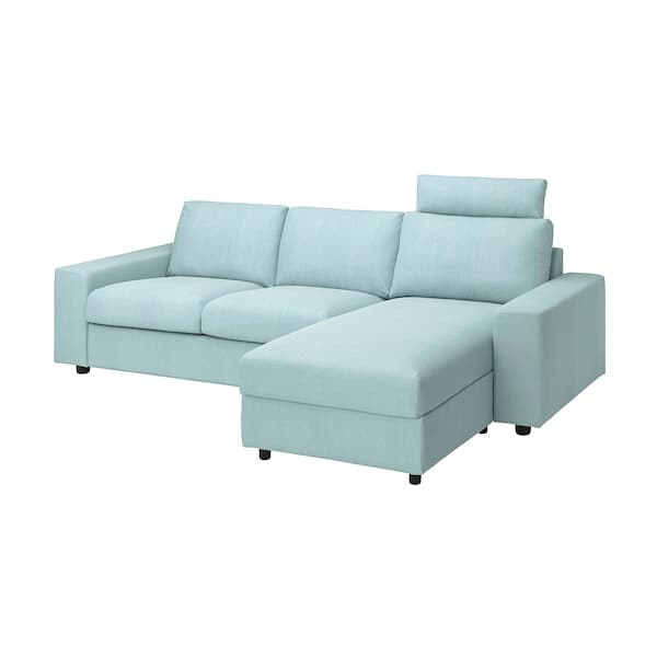VIMLE 3-seater sofa with chaise-longue - with wide armrests with headrest/blue Saxemara , - best price from Maltashopper.com 59401473