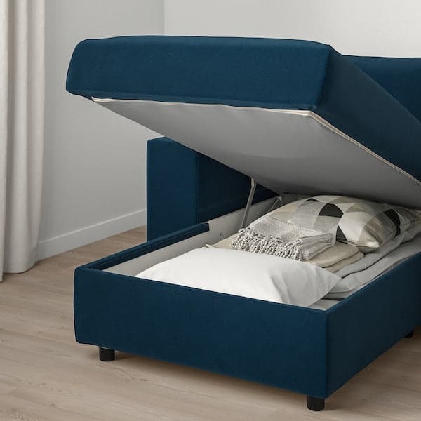 Ikea VIMLE - 3-seater sofa with chaise-longue, with wide armrests/Djuparp green-blue ,