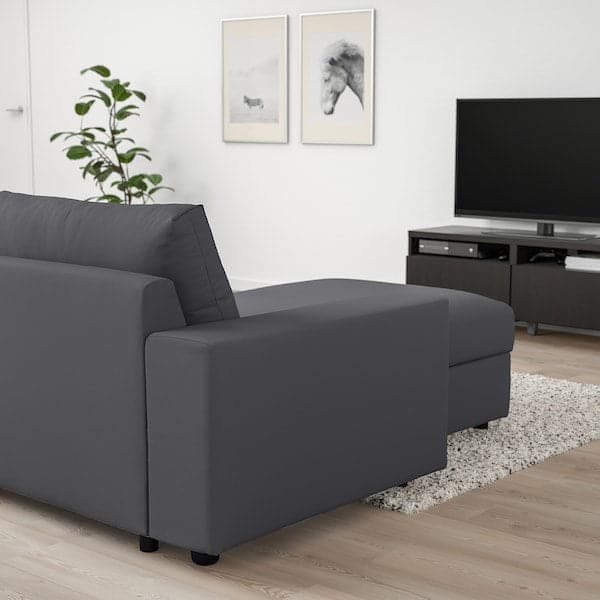 VIMLE 3 seater sofa with chaise-longue - with wide armrests/Hallarp grey , - best price from Maltashopper.com 29401422