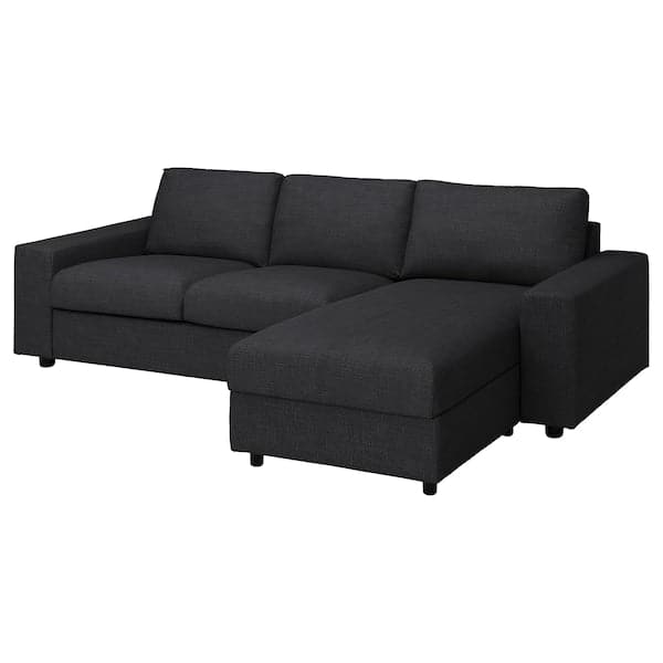 VIMLE - 3-seater sofa with chaise-longue, with wide armrests/Hillared anthracite , - best price from Maltashopper.com 69432775