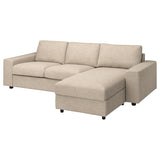 VIMLE 3-seat sofa with chaise longue, with wide armrests/Hillared beige, 266 cm