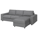 VIMLE 3-seat sofa with chaise longue, with wide armrests/Lejde grey/black, 266 cm