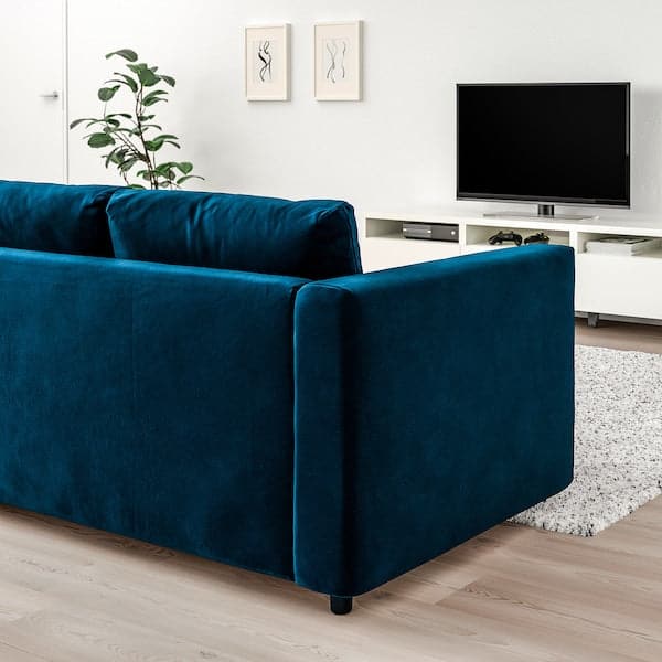 VIMLE - 3-seater sofa with chaise-longue and headrest/Djuparp green-blue , - best price from Maltashopper.com 59433600