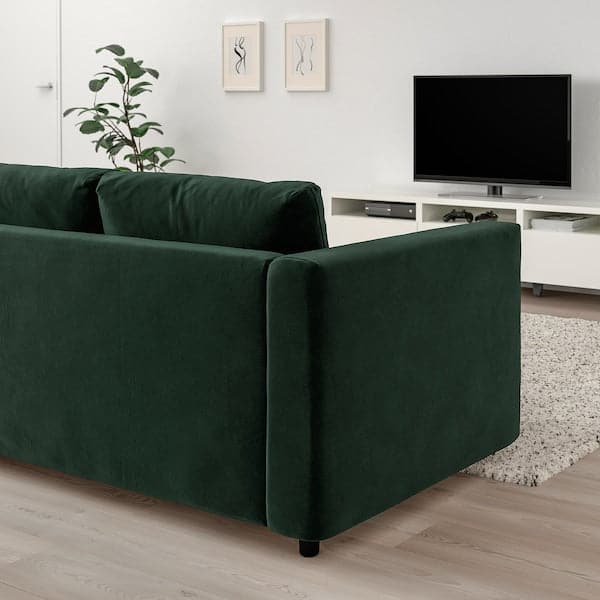 VIMLE - 3-seater sofa with chaise-longue and headrest/Djuparp dark green , - best price from Maltashopper.com 39501402