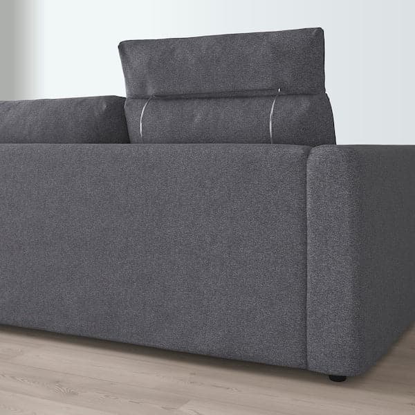VIMLE 3-seater sofa with chaise-longue - with headrest/gunnared smoke grey , - best price from Maltashopper.com 59399106