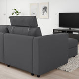 VIMLE 3-seat sofa with chaise longue, with headrest/Hallarp grey, 252 cm