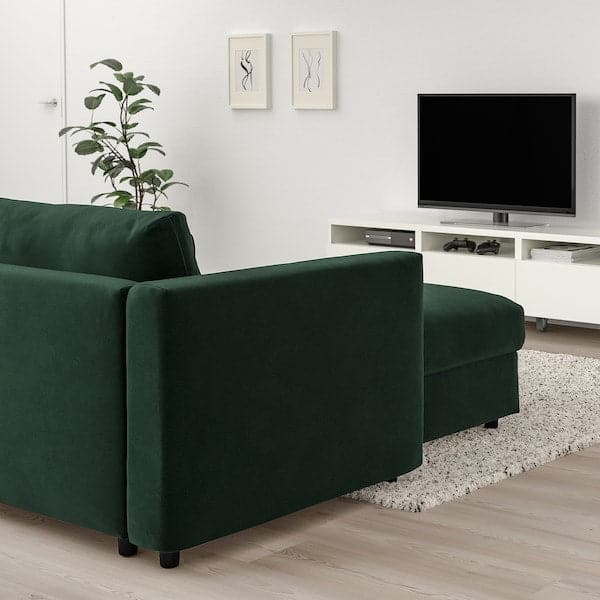 VIMLE - 3-seater sofa with chaise-longue/Djuparp dark green , - best price from Maltashopper.com 49433605