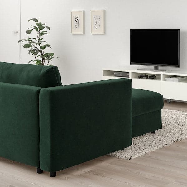 Ikea VIMLE - 3-seater sofa with chaise-longue/Djuparp dark green ,