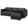VIMLE 3-seat sofa, with chaise longue/Grann/Bomstad black, 222x65x98 cm