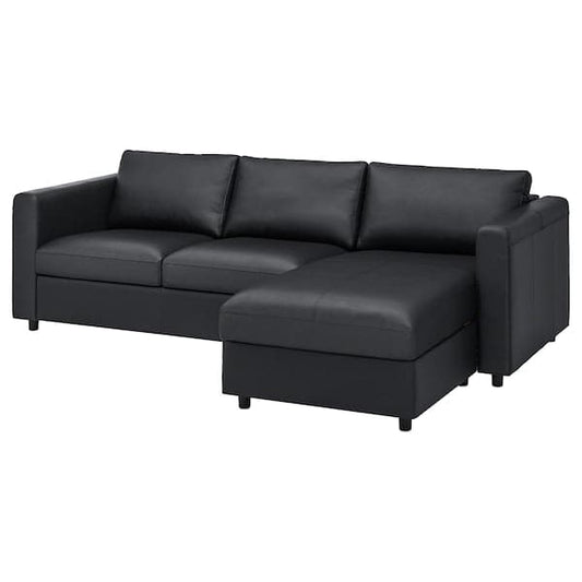 Ikea VIMLE 3-seater sofa - with chaise-longue/Grann/Bomstad black ,