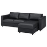 VIMLE 3-seat sofa, with chaise longue/Grann/Bomstad black, 252 cm