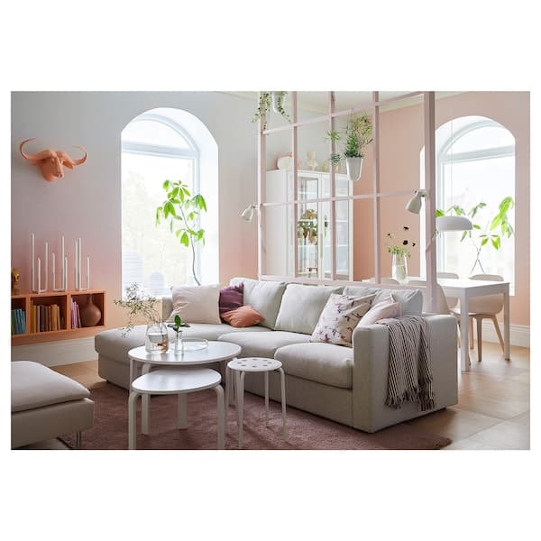 VIMLE funda sofá 3 plazas chaiselongue, Hallarp beige - IKEA