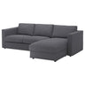 VIMLE 3-seat sofa, with chaise longue/Gunnared medium grey, 252 cm