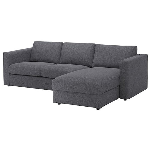 VIMLE 3 seater sofa - with chaise-longue/gunnared smoke grey ,