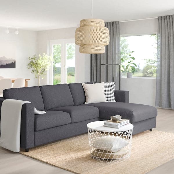 Ikea VIMLE 3 seater sofa - with chaise-longue/gunnared smoke grey ,