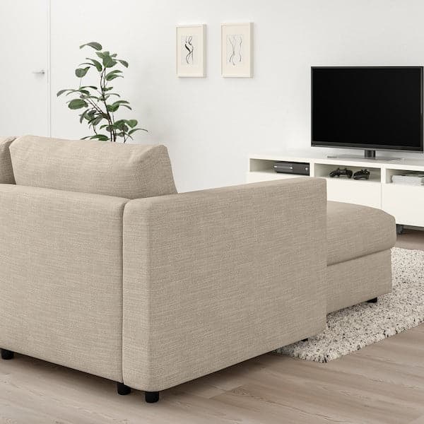 VIMLE - 3-seater sofa with chaise-longue/Hillared beige , - best price from Maltashopper.com 39434276