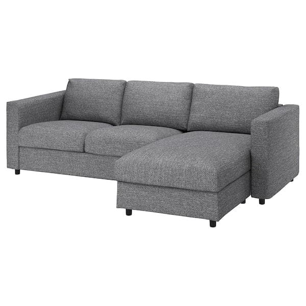 Ikea VIMLE - 3-seater sofa with chaise-longue/Lejde grey/black ,