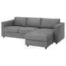 VIMLE 3-seat sofa, with chaise longue/Lejde grey/black, 252 cm