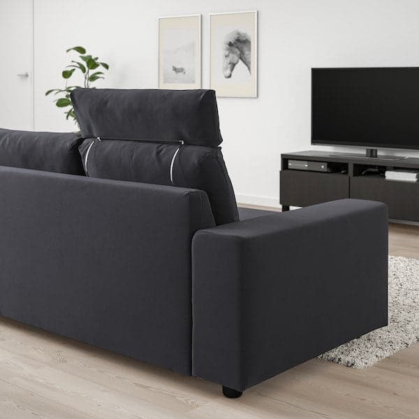 VIMLE - 3-seater sofa with headrest and wide armrests/Djuparp dark grey , - best price from Maltashopper.com 49432677