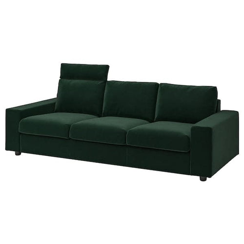 VIMLE - 3-seater sofa with headrest and wide armrests/Djuparp dark green ,