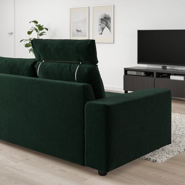 VIMLE - 3-seater sofa with headrest and wide armrests/Djuparp dark green , - best price from Maltashopper.com 29432678