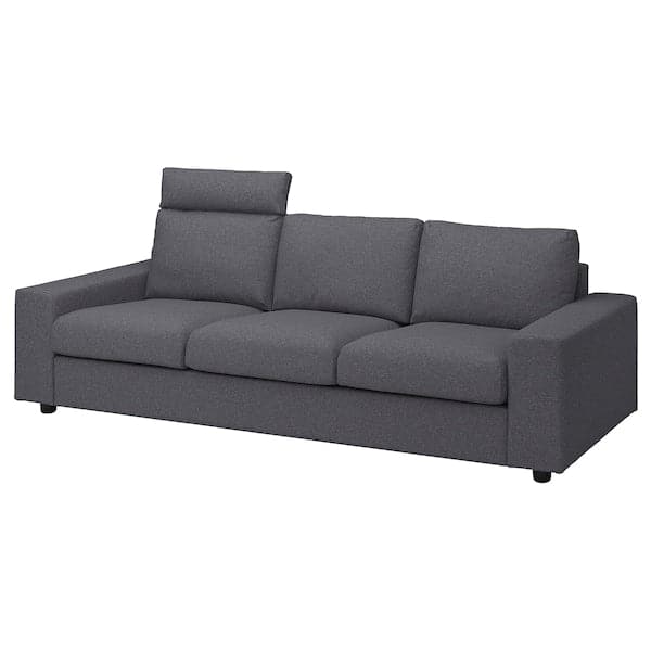 Ikea VIMLE 3 seater sofa - with headrest with wide armrests/Gunnared smoke grey ,