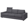 VIMLE 3-seat sofa, with headrest with wide armrests/Gunnared medium grey, 255 cm