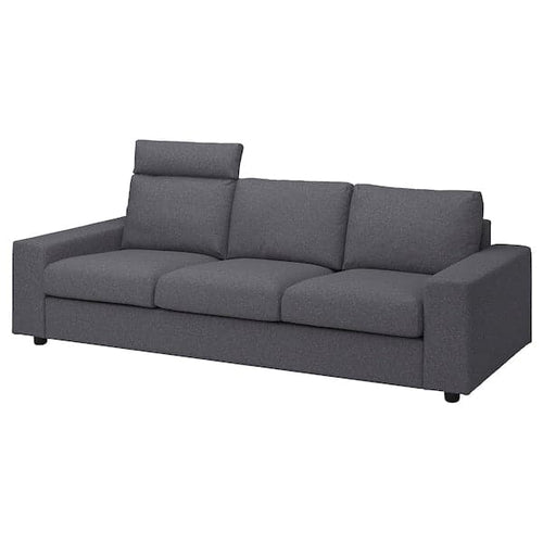 VIMLE 3 seater sofa - with headrest with wide armrests/Gunnared smoke grey ,