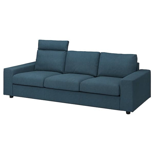 VIMLE - 3-seater sofa with headrest and wide armrests/Hillared dark blue ,