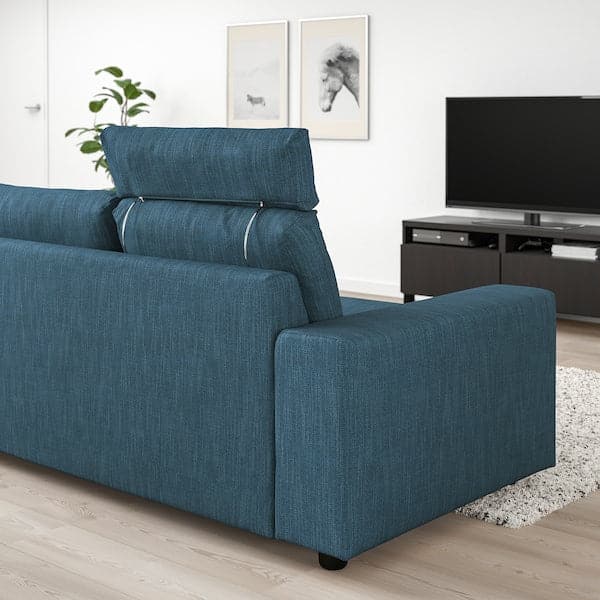 VIMLE - 3-seater sofa with headrest and wide armrests/Hillared dark blue , - best price from Maltashopper.com 79432765