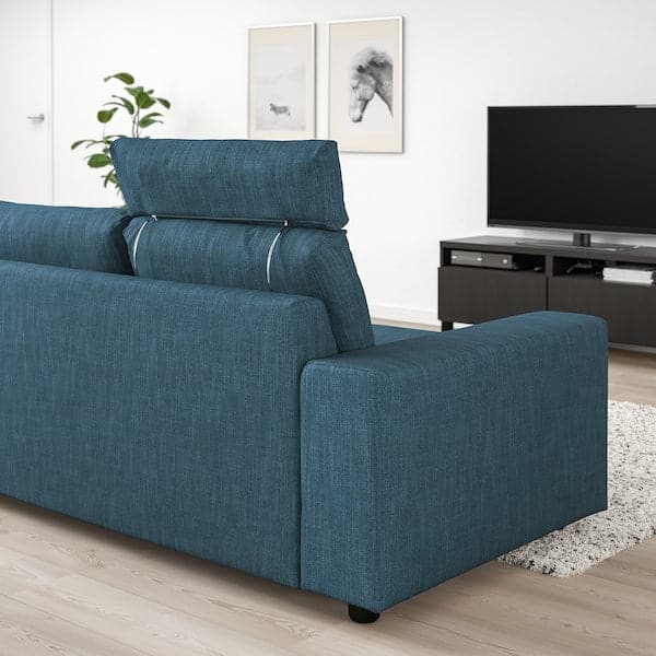 Ikea VIMLE - 3-seater sofa with headrest and wide armrests/Hillared dark blue ,