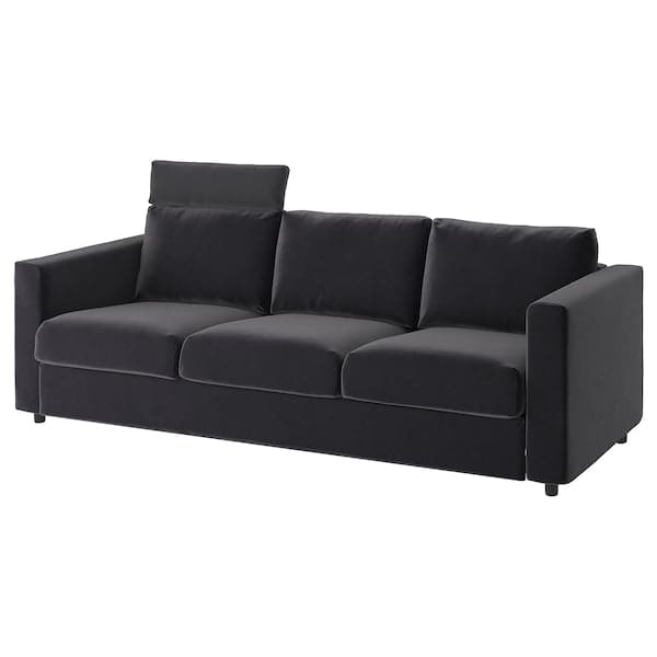 VIMLE - 3-seater sofa with headrest/Djuparp dark grey , - best price from Maltashopper.com 09433607