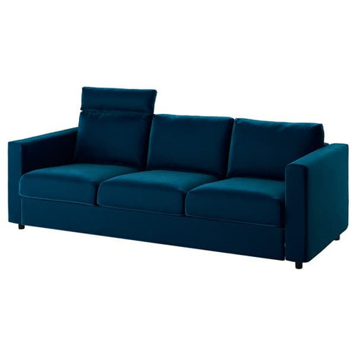 VIMLE - 3-seater sofa with headrest/Djuparp green-blue ,
