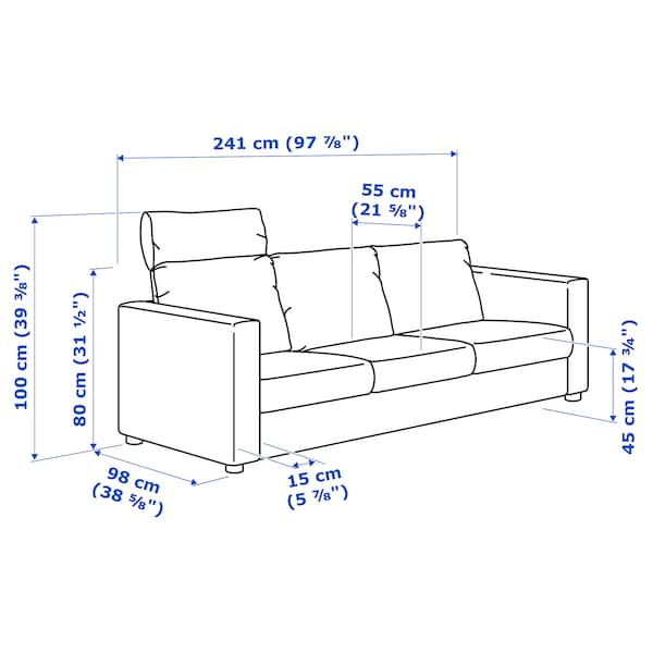 VIMLE 3-seater sofa - with headrest/Grann/Bomstad black , - Premium Sofas from Ikea - Just €1298.99! Shop now at Maltashopper.com