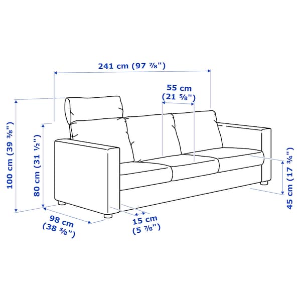 Ikea VIMLE 3-seater sofa - with headrest/Grann/Bomstad black ,