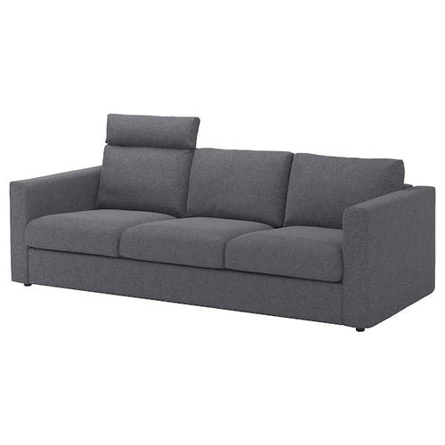 VIMLE 3-seater sofa - with headrest/Smoke grey Gunnared ,