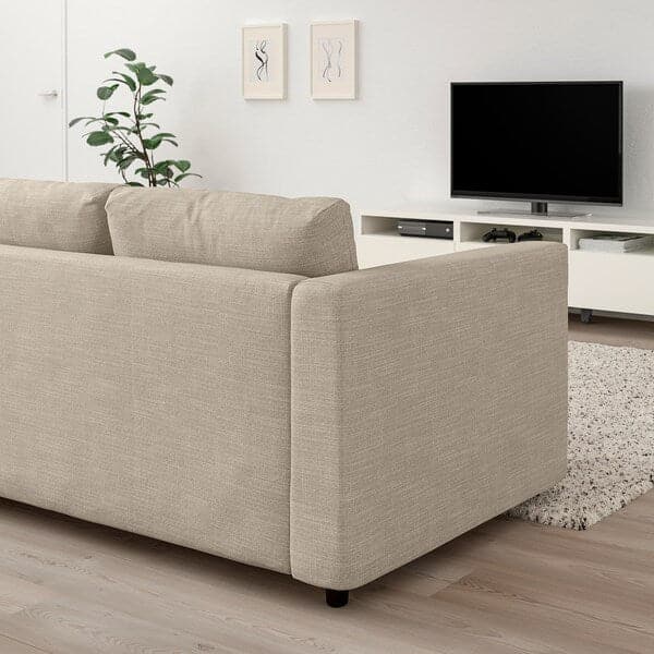 VIMLE - 3-seater sofa with headrest/Hillared beige , - best price from Maltashopper.com 59434275