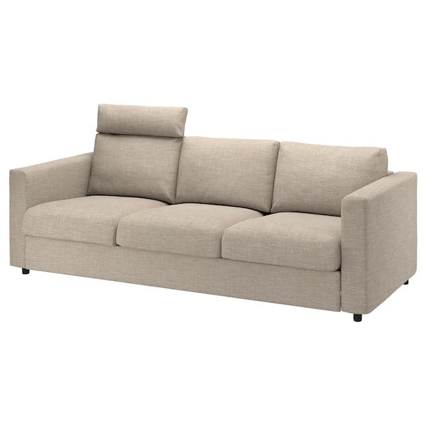 VIMLE - 3-seater sofa with headrest/Hillared beige , - best price from Maltashopper.com 59434275